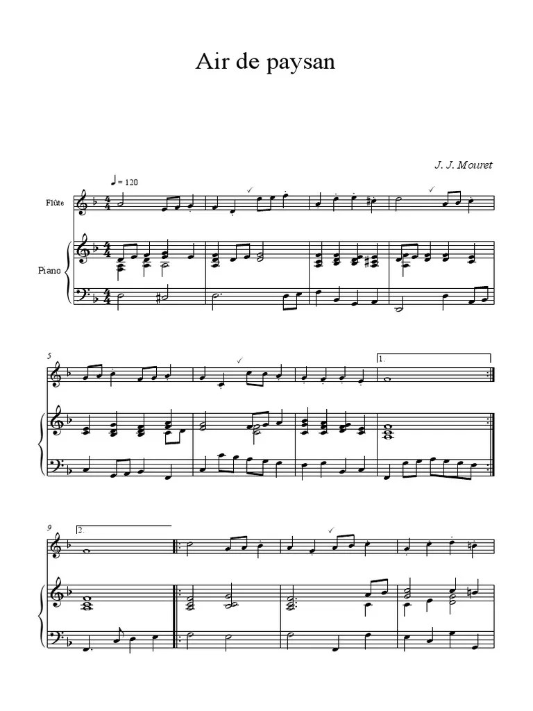 Mouret Air de Paysan (Flûte Et Clavier) PDF Keyboard Instruments