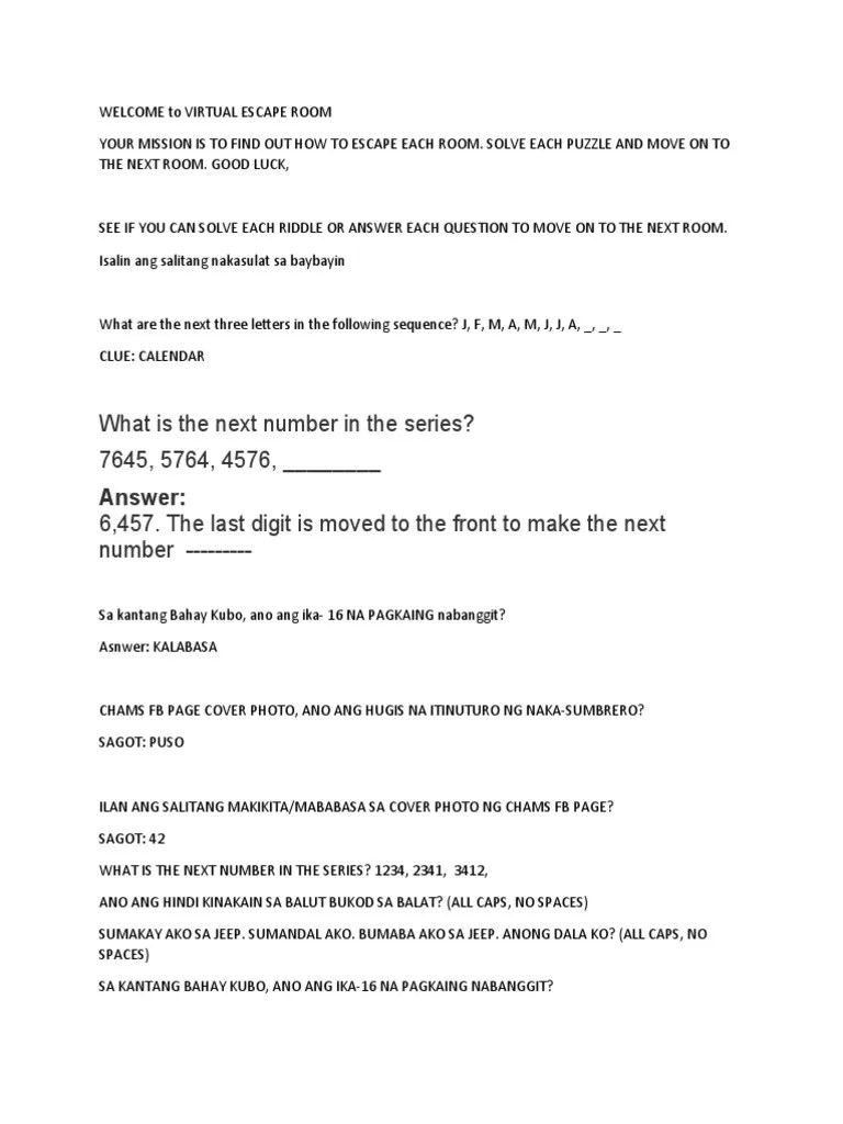 To Virtual Escape Room PDF