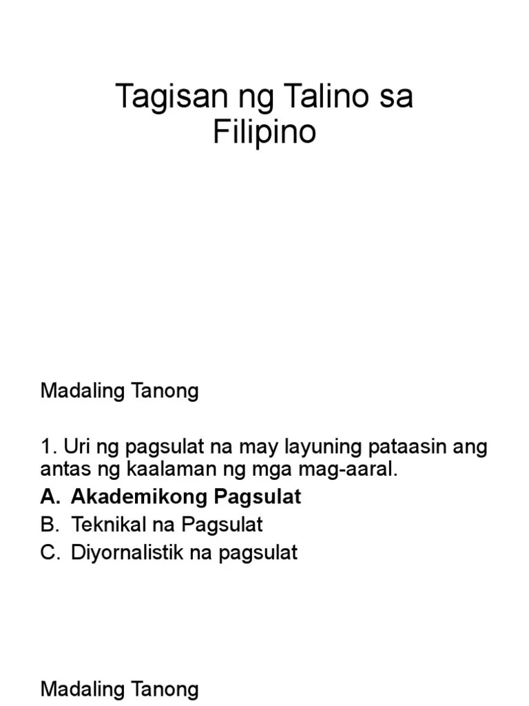 Tagisan NG Talino Sa Filipino Grade12 PDF