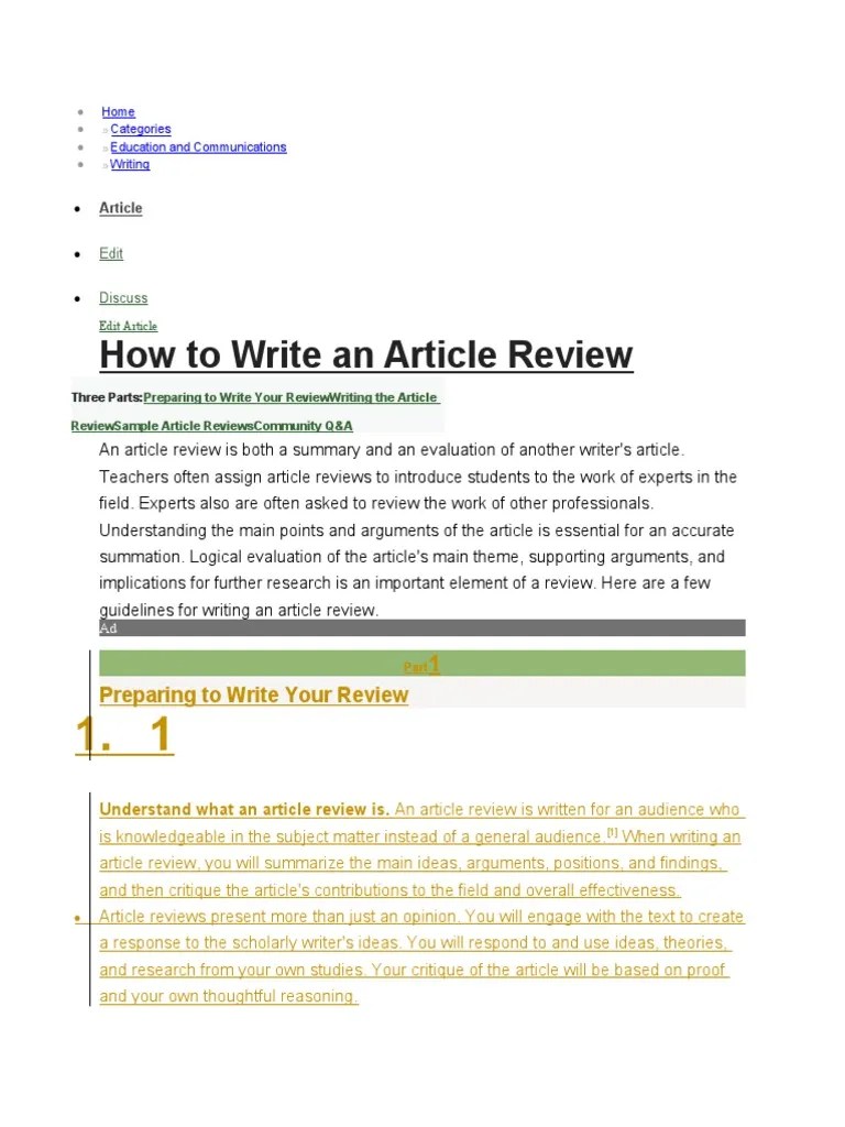 How To Write An Article Review PDF Argument Expert