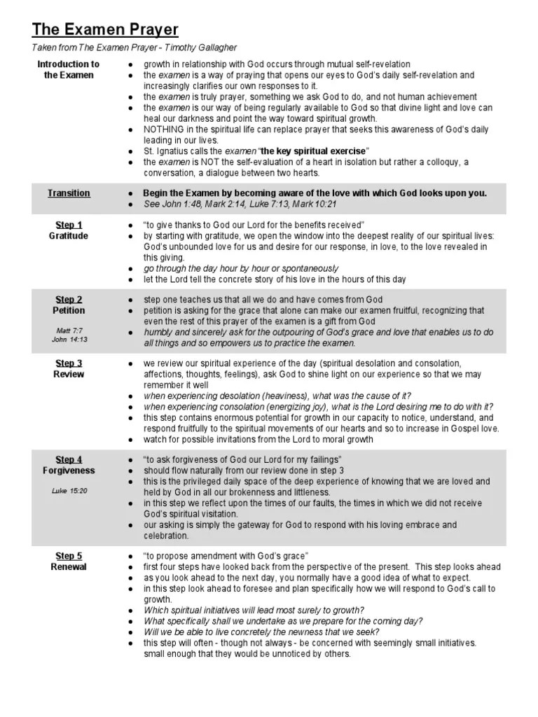 Examen St. Ignatius PDF Prayer Love