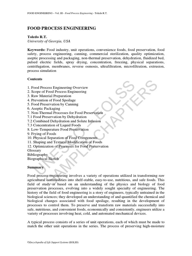 Food Process Engineering PDF