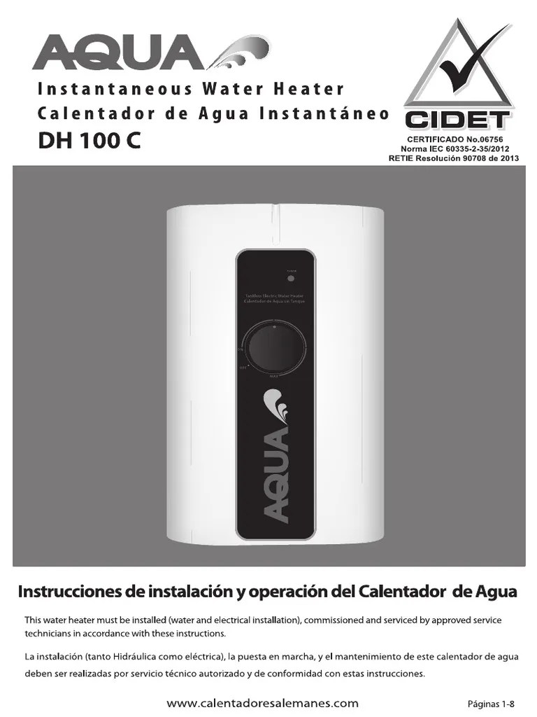 MANUAL Calentador DH 100 C | PDF