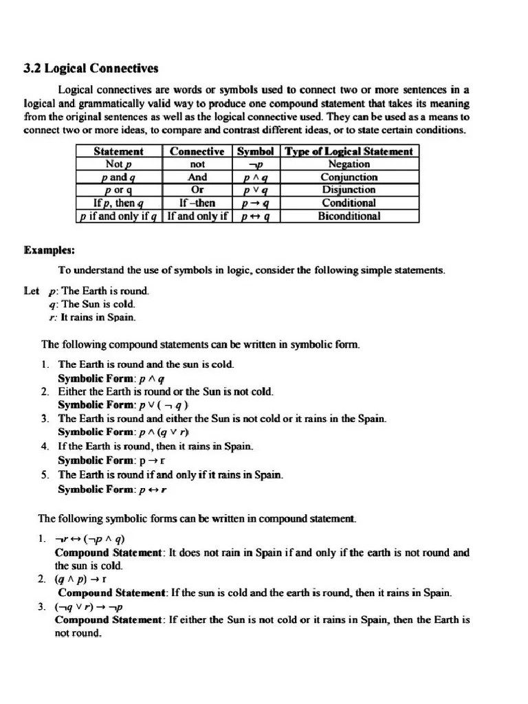 Logical Connectives PDF