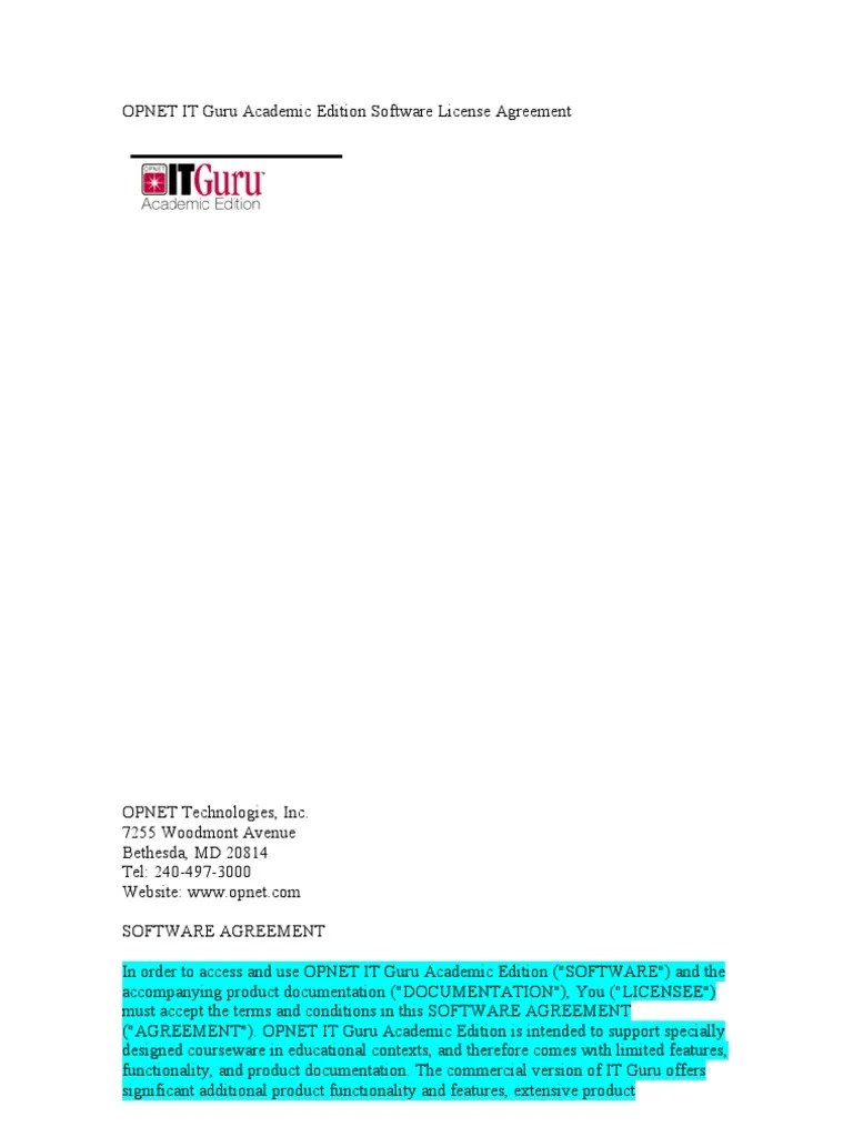 IT Guru Academic Edition Software License Agreement License