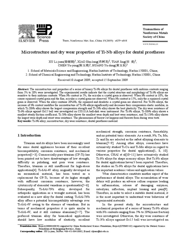 Microstructure and Mechanical Properties of TiNb Alloys for Dental