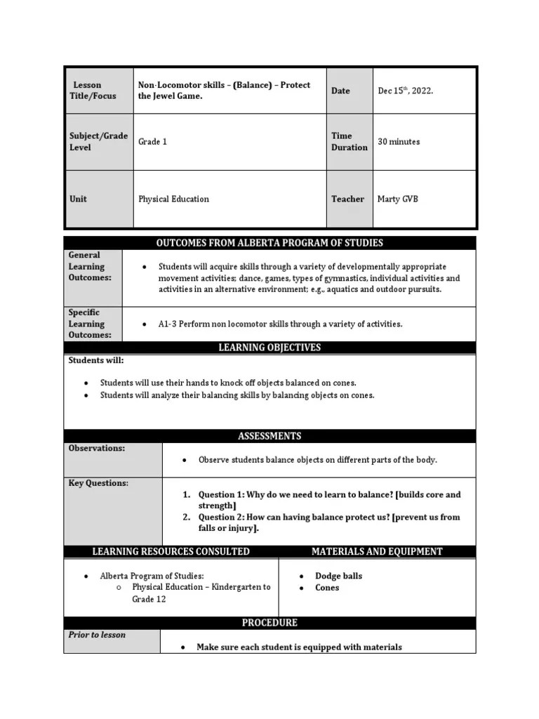 From Alberta Program of Studies Prior To Lesson PDF