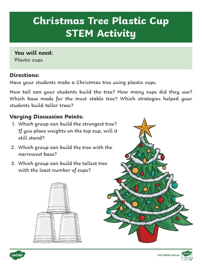 Christmas Tree Plastic Cup STEM Activity PDF