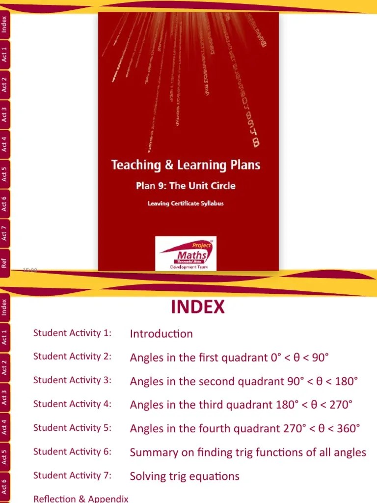 The Unit Circle PDF Circle Trigonometric Functions