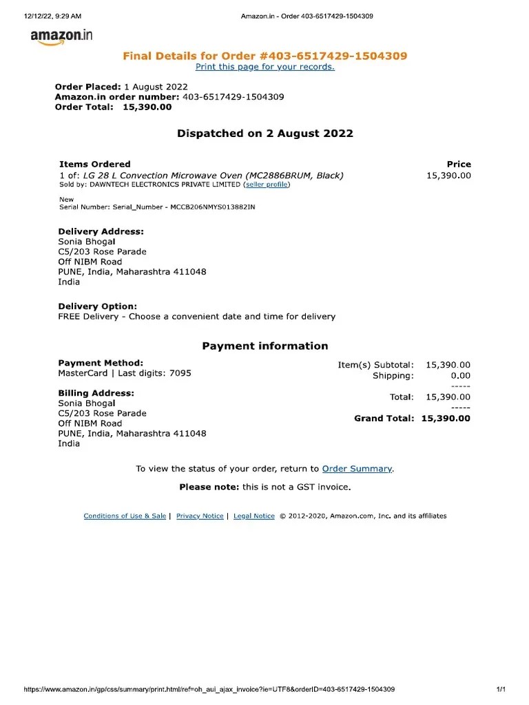 LG Order Summary PDF