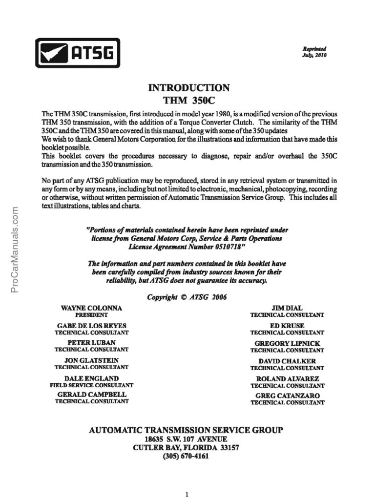 THM 350350c Atsg Automatic Transmission Service Group PDF