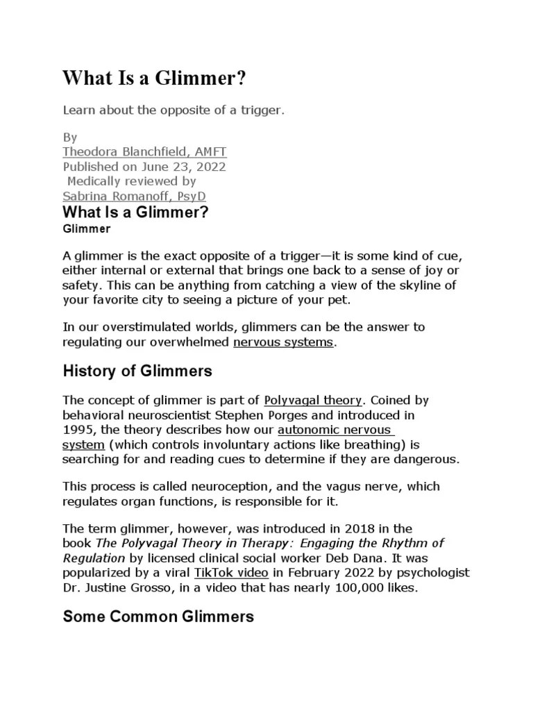 Understanding Triggers and Glimmers How Identifying Moments of Safety