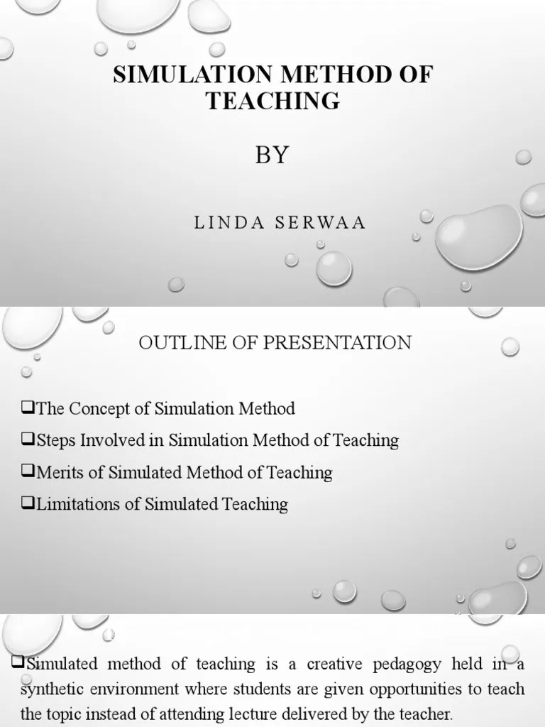 Simulating the Role of a Teacher An Outline of the Simulation Method