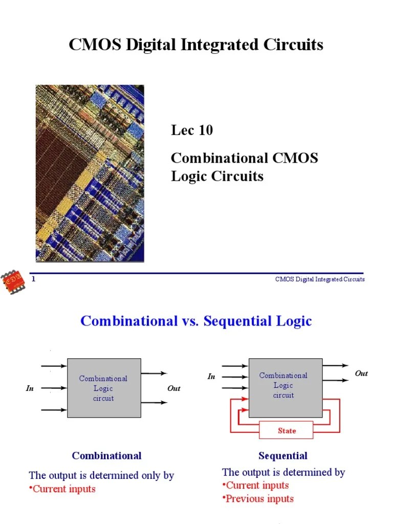 Lec 10 Combinational Logic Circuits PDF Cmos Logic Gate