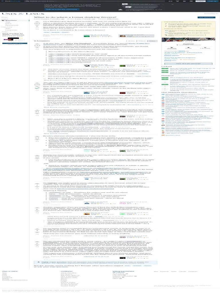 What To Do When A Linux Desktop Freezes Unix & Linux Stack Exchange