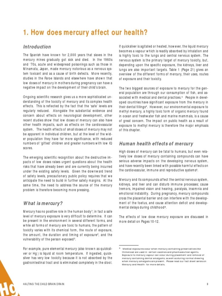 How Does Mercury Affect Our Health PDF Mercury (Element) Health