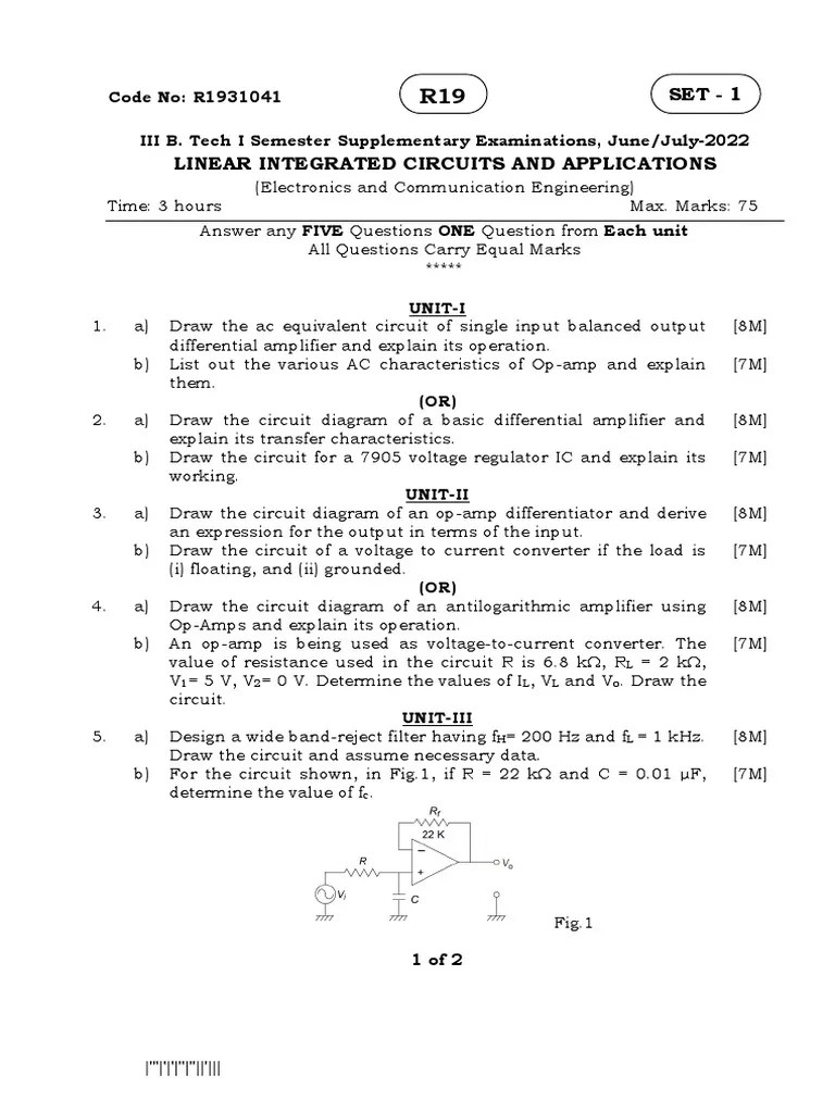 Linear Integrated Circuits and Applications June July 2022 PDF