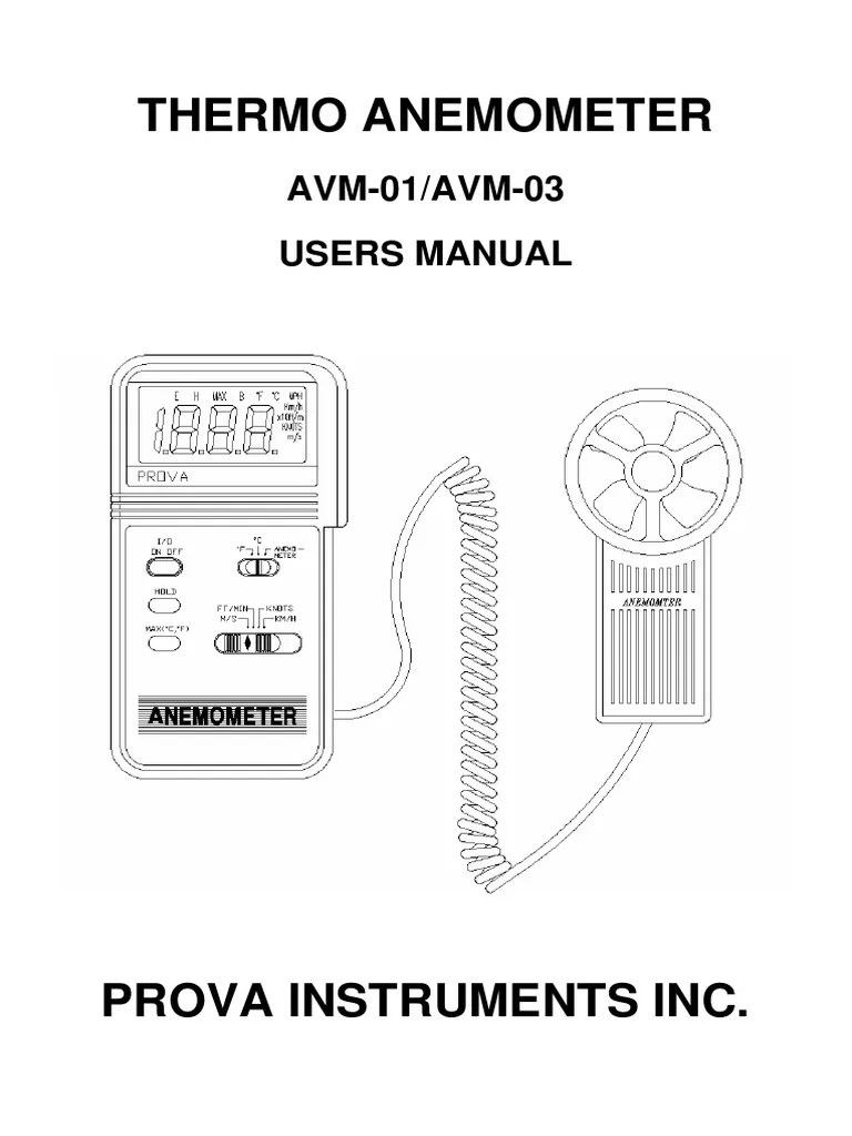 Digital Anemometer PROVA User Manual PDF Wind Speed Metrology