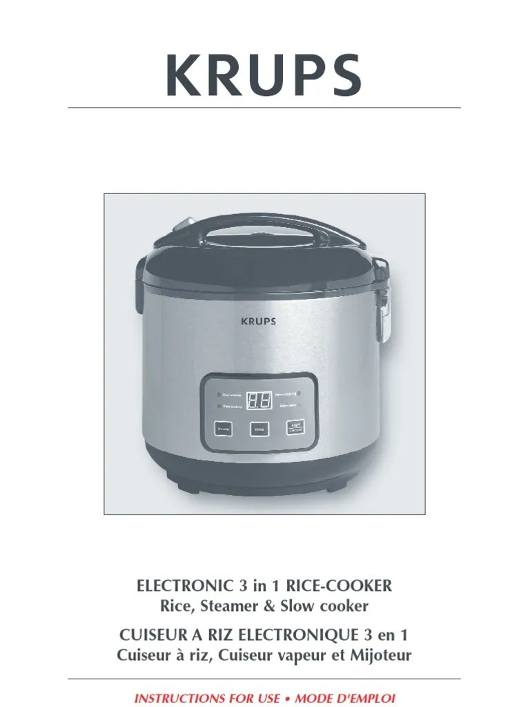 Krups Rice Cooker Manual PDF Bean Slow Cooker