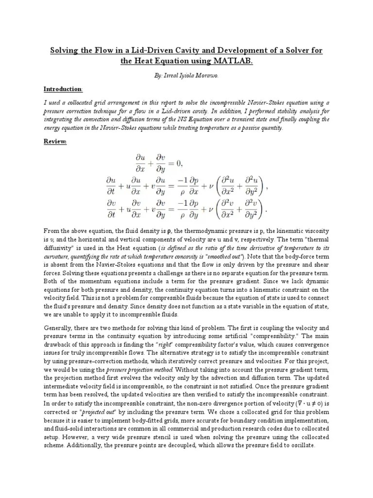 Development of A Solver For The Heat Equation Using MATLAB PDF