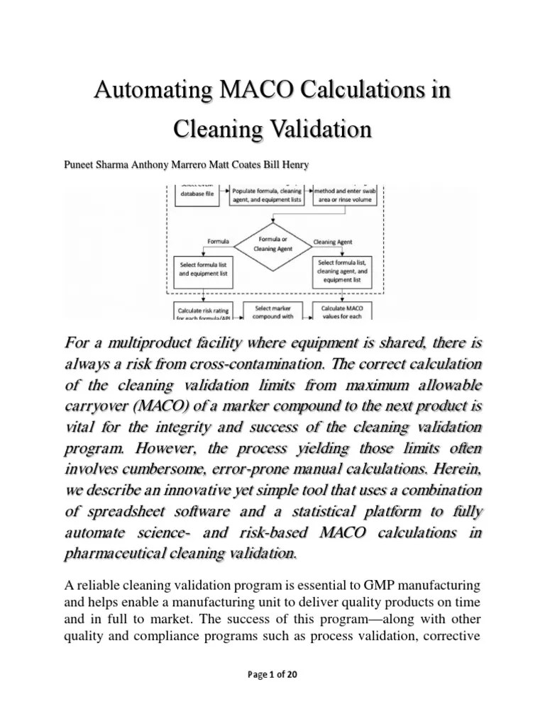Automating MACO Calculations in Cleaning Validation PDF Databases