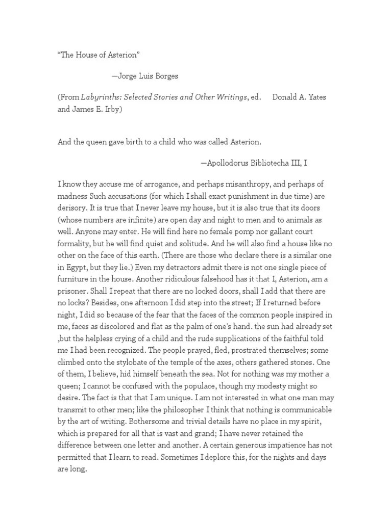 The House of Asterion PDF