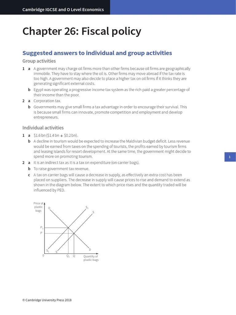 IGCSE Economics Self Assessment Chapter 26 Answers PDF Taxes