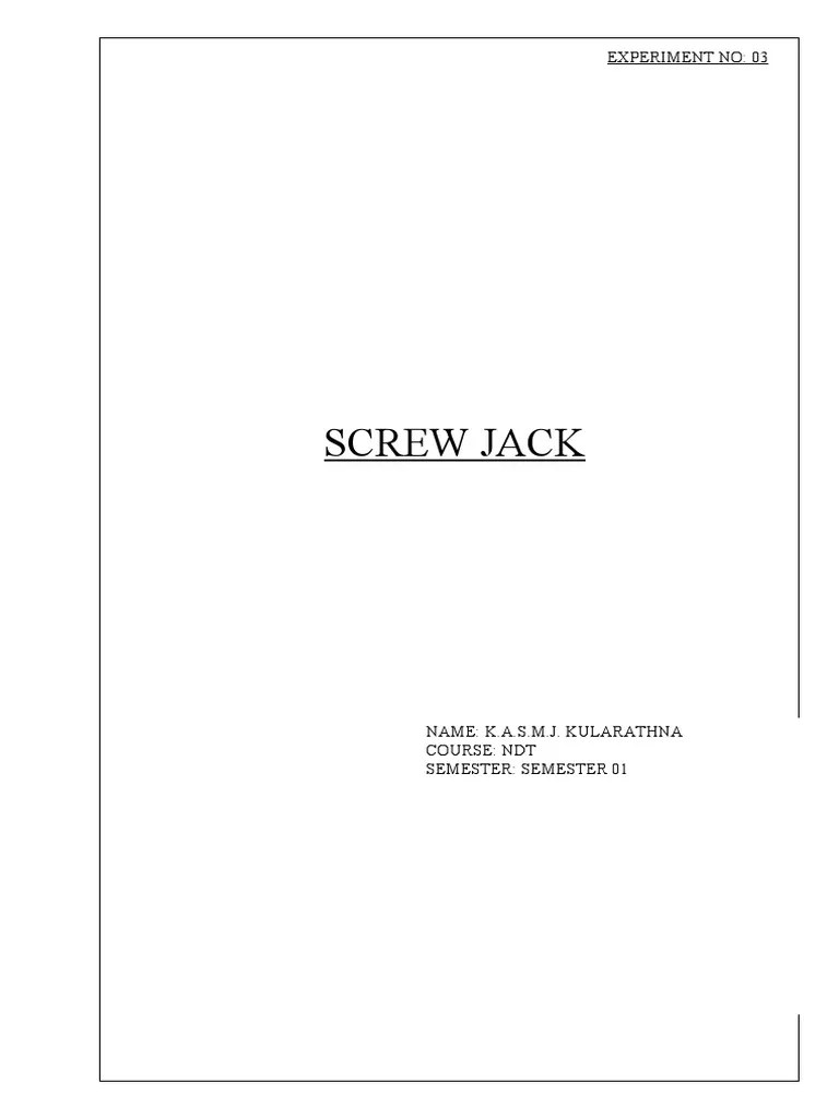 Determining the Coefficient of Friction of a Screw Jack Through