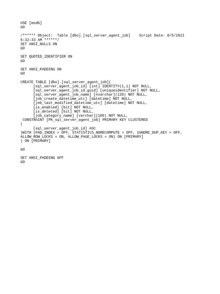 SQL Server Agent Job Table PDF