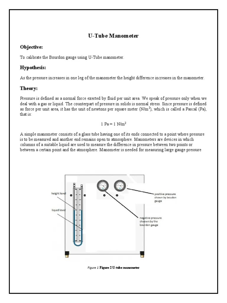 UTube Manometer Lab Report PDF Pressure Measurement Pressure