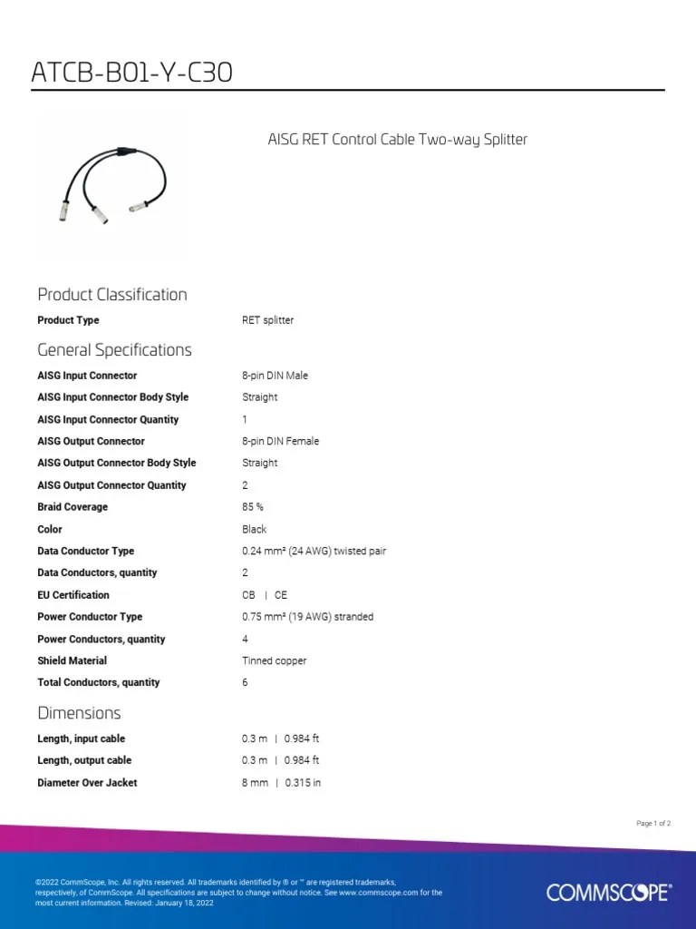 ATCBB01YC30 Product Specifications AISG RET Control
