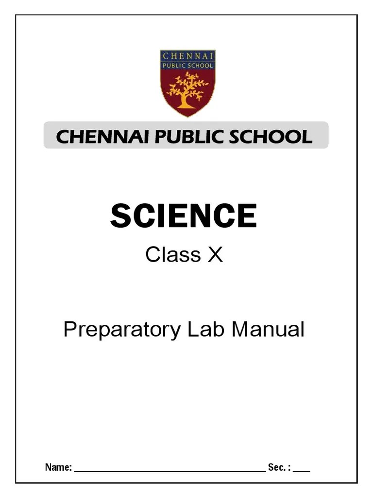 Science LAB MANUAL Class 10 PDF Ph Chemical Reactions