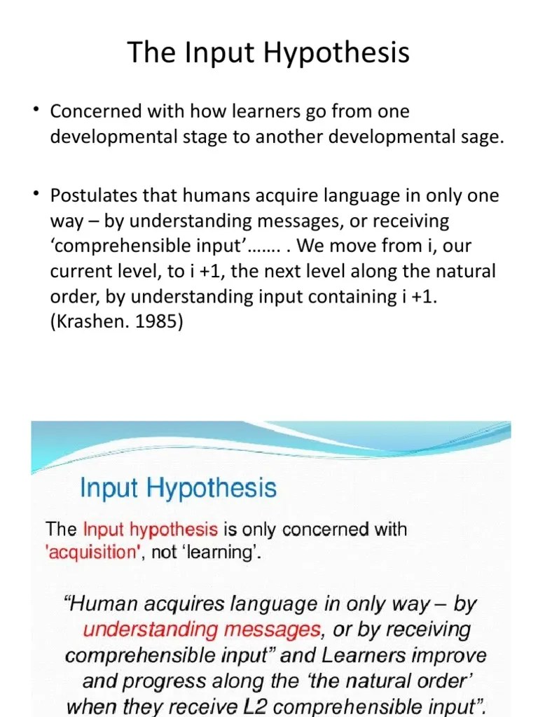 Input Hypothesis PDF Psycholinguistics Cognition