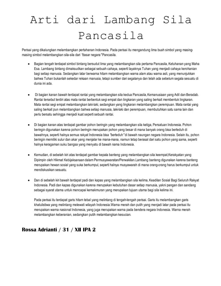 Arti Dari Lambang 5 Sila Dalam Pancasila