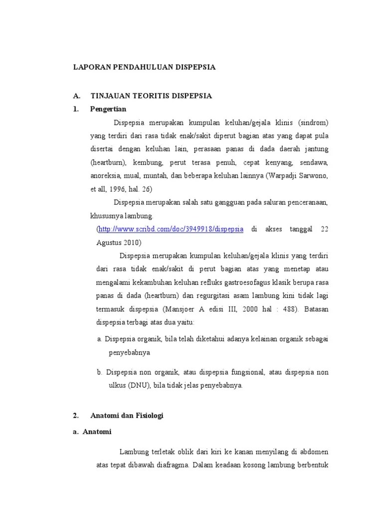 Laporan Pendahuluan Dispepsia
