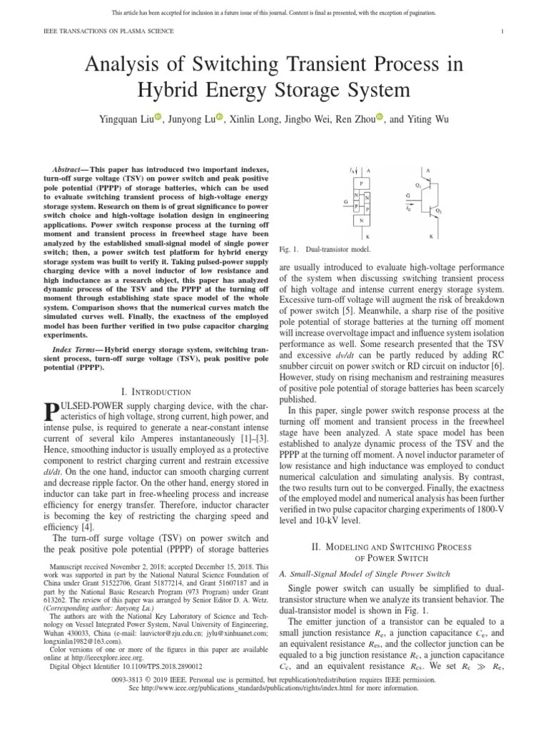 Analysis of Switching Transient Process in PDF Capacitor Inductor