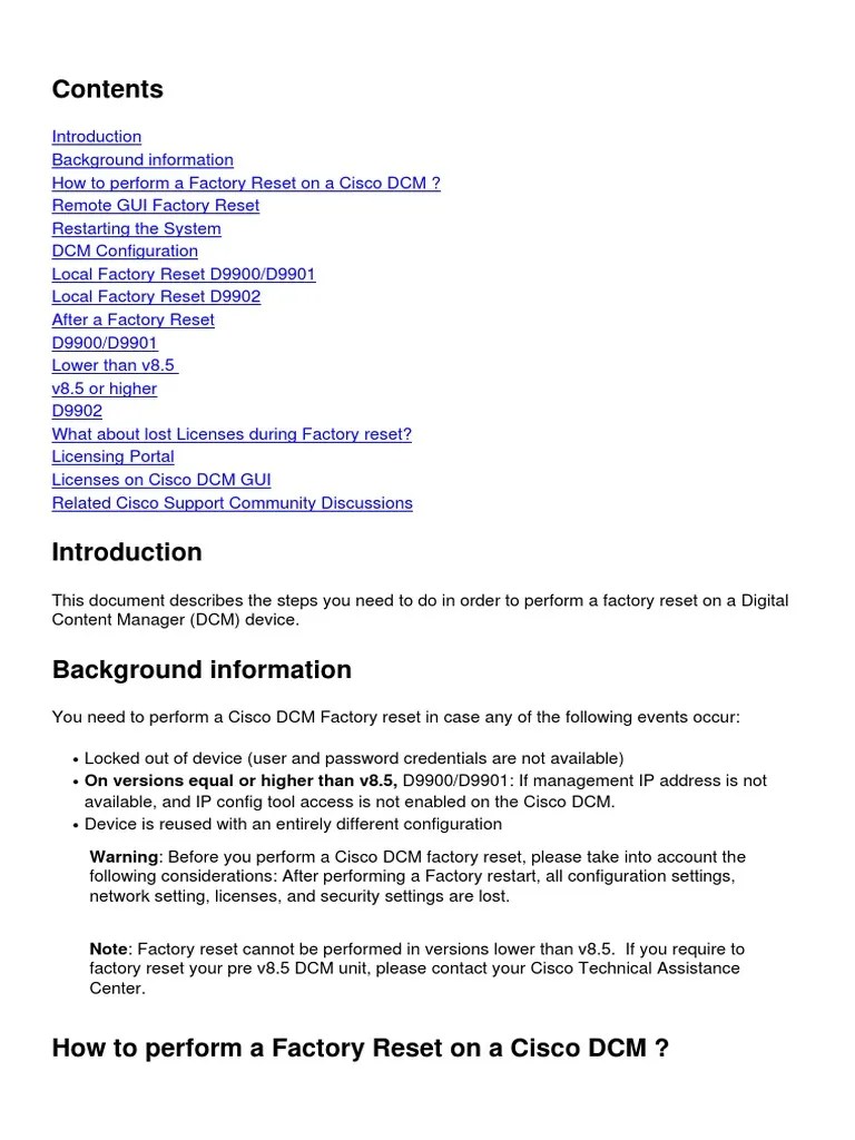 How To Perform A Factory Reset On A Cisco DCM | PDF | Command Line