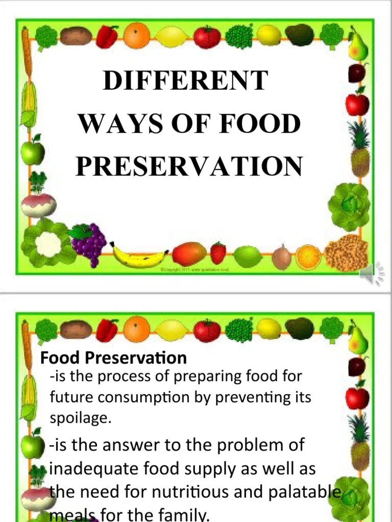 Different Ways of Food Preservation PDF Food Preservation Foods