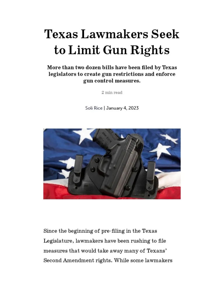 Texas Lawmakers Seek To Limit Gun Rights Texas Scorecard PDF Gun Politics In The United
