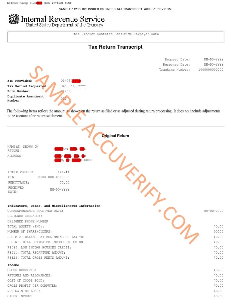 1120 Sample Transcript PDF Taxes Tax Deduction