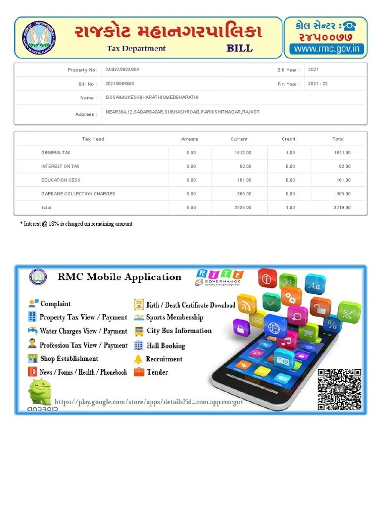 Gosai Rajkot Property Tax PDF