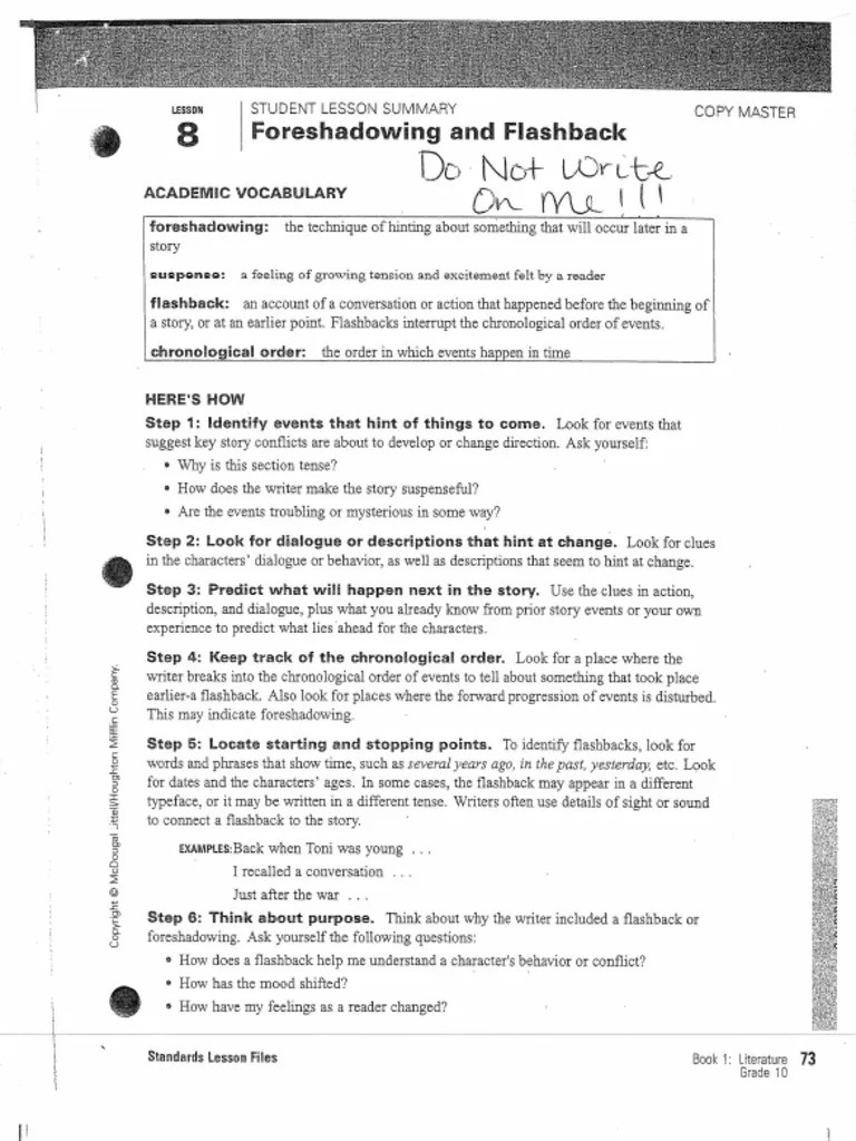 Foreshadowing and Flashback Packet PDF