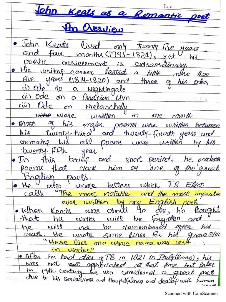 John Keats As A Poet.. PDF