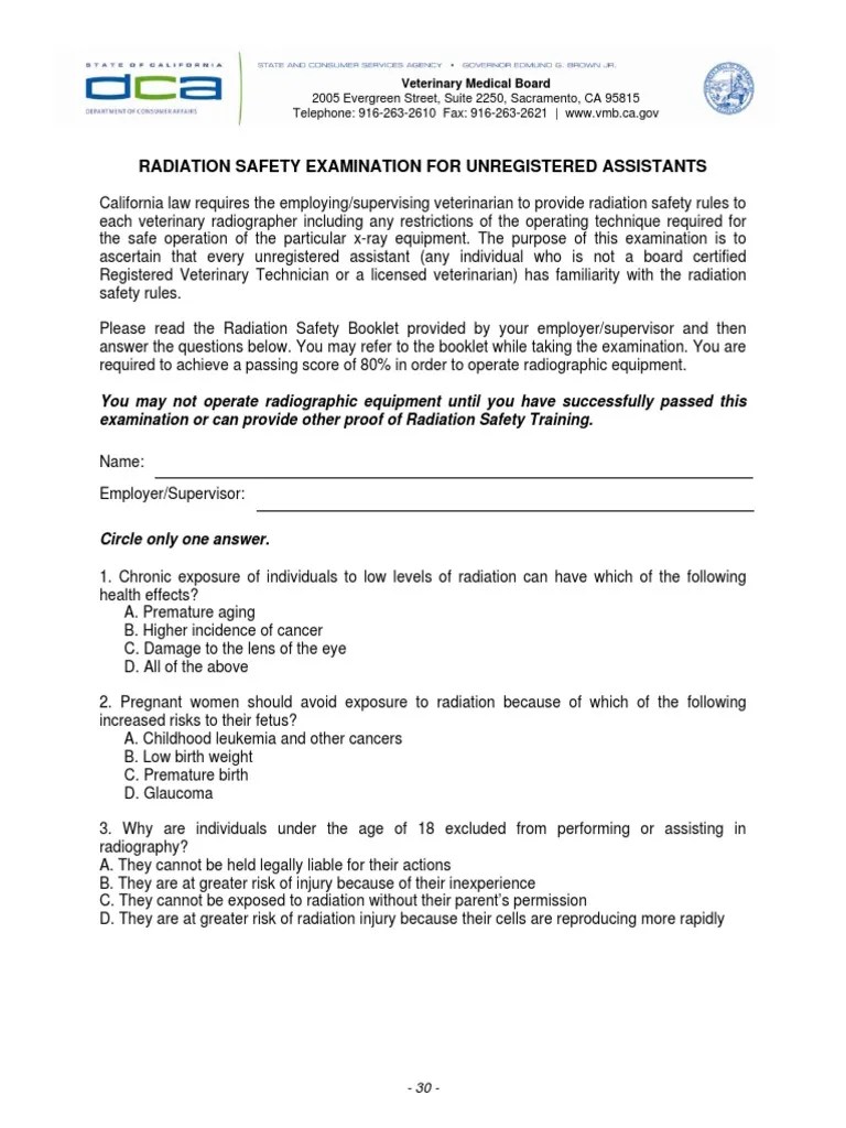 Radiation Safety Quiz | PDF | Radiography | Radiation Protection