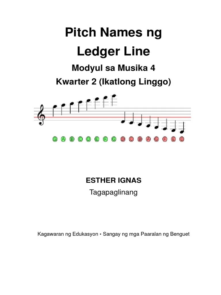 Passed 8421321MELCS Benguet Pitch Names NG Ledger Line PDF