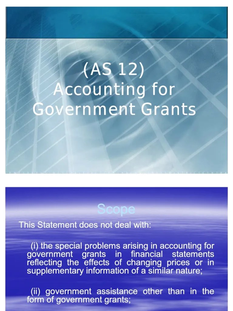 AS_12_Accounting for Government Grants Ppt Statement Book Value
