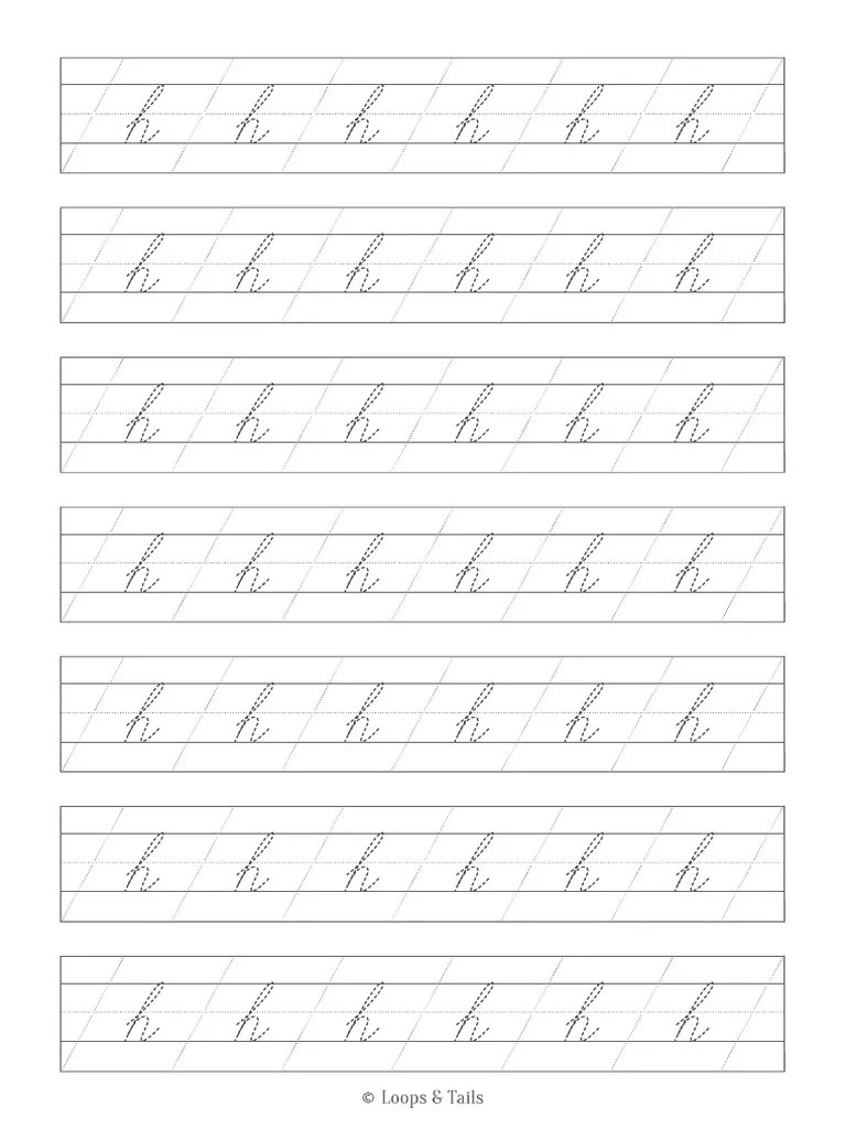 Cursive Worksheet Lowercase H PDF