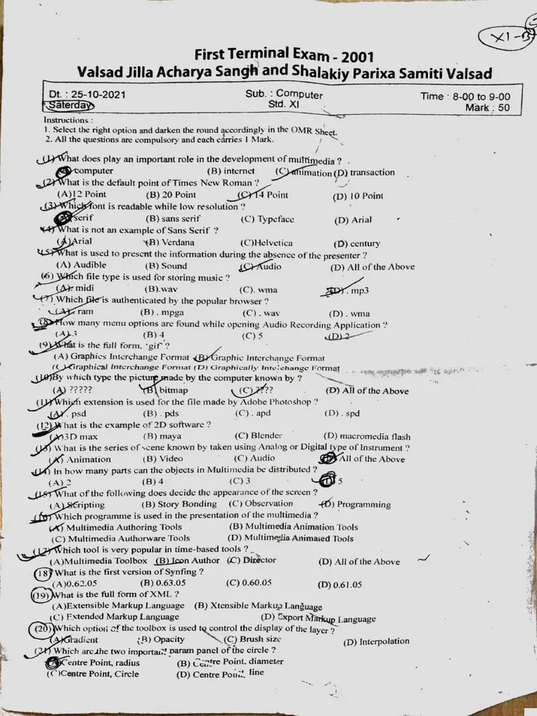 Computer Paper Class 11th PDF