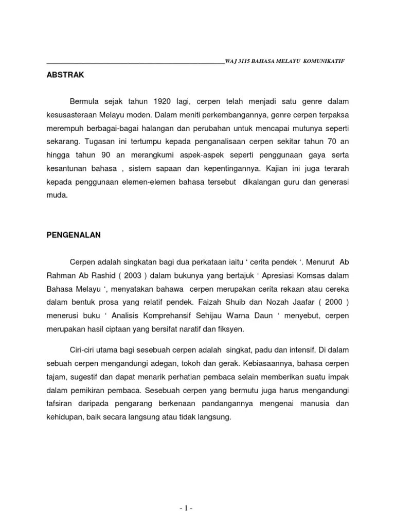 Dia mempunyai sawah padi yang sangat luas. Sinopsis Cerita Pendek Untuk Buku Nilam Bahasa Melayu Bawahata