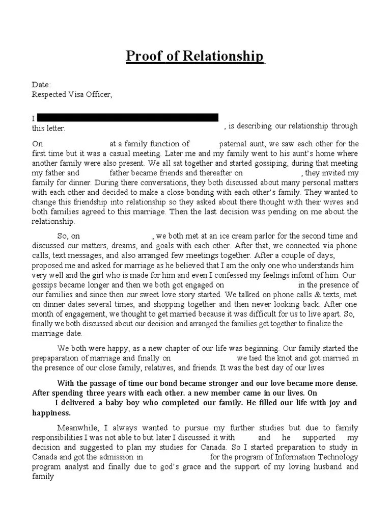 Proof of Genuine Relationship for Visa PDF Marriage